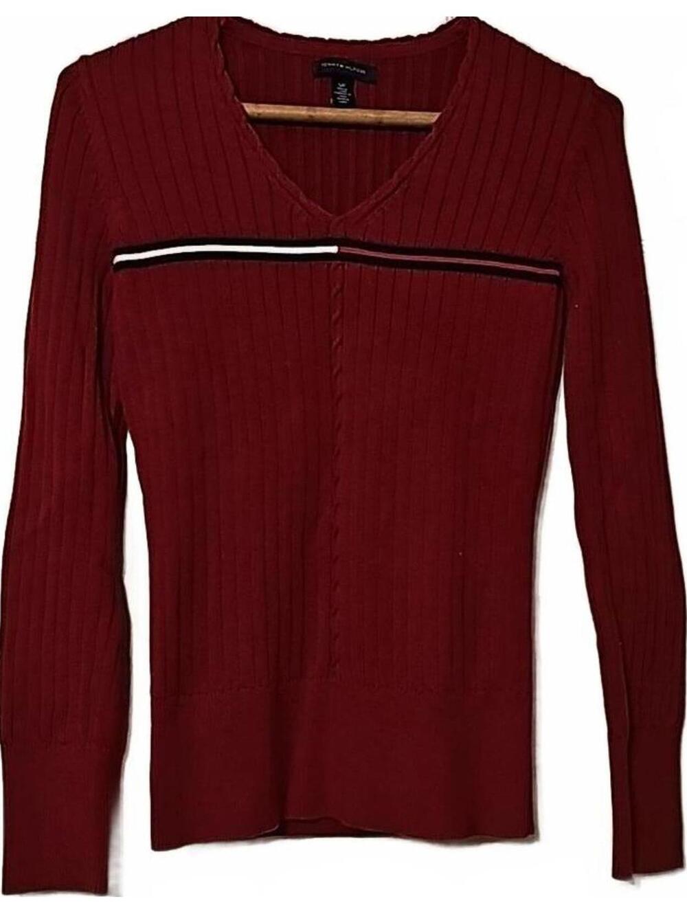 Vintage Tommy Hilfiger ribbed V neck sweater in Size Small